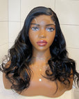 Virgin Human Hair Body Wave Wig, 18 inches Length Made with HD Lace Closure Wig