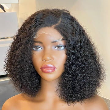 Human Hair Kinky Curly Closure Wig