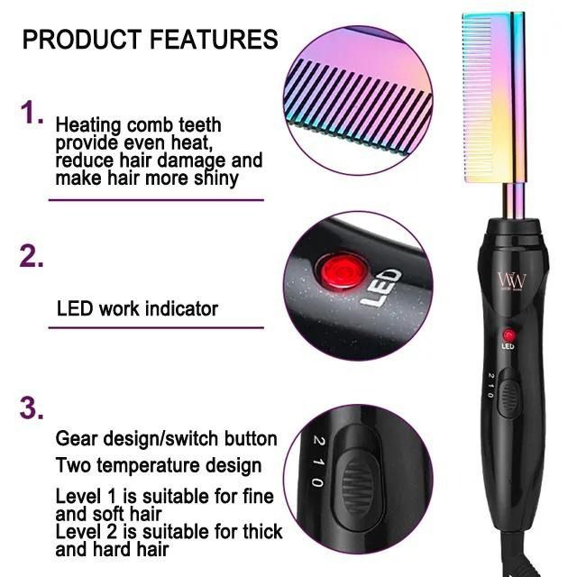 Electric Straightener Hair Comb Hot Comb