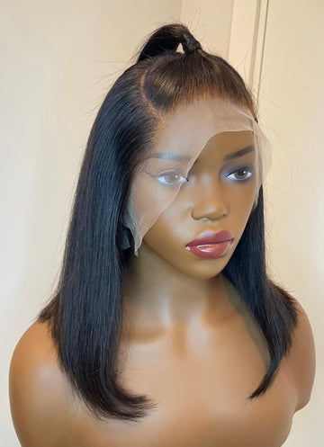 Straight Human Hair Bob Frontal Wig