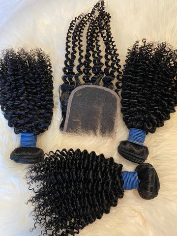 Human Hair Kinky Curly Bundles & HD Lace Closure Deals